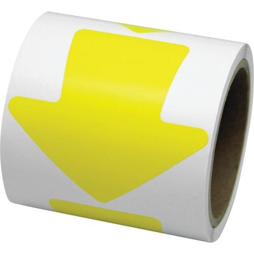 Coloured Floor Marking Decals, Arrow, 4" L x 4" W, Yellow, Vinyl Rock Safety Industrial Ltd