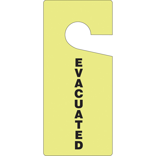 Affichette de porte signal&eacute;tique  Evacuated , 9" x 4", Plastique, Anglais Rock Safety Industrial Ltd