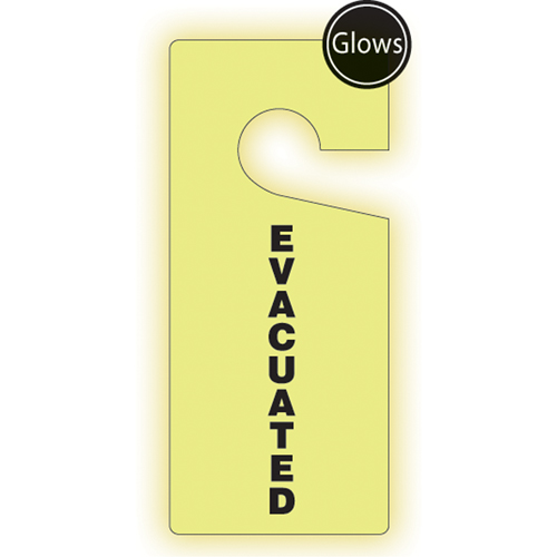 Affichette de porte signal&eacute;tique  Evacuated , 9" x 4", Plastique, Anglais Rock Safety Industrial Ltd