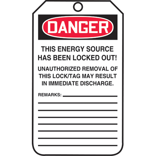 &eacute;tiquettes de s&eacute;curit&eacute; en rouleaux, Papier cartonn&eacute;, 3" la x 6-1/4" h, Anglais Rock Safety Industrial Ltd