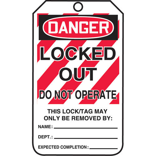 &eacute;tiquettes de s&eacute;curit&eacute; en rouleaux, Papier cartonn&eacute;, 3" la x 6-1/4" h, Anglais Rock Safety Industrial Ltd