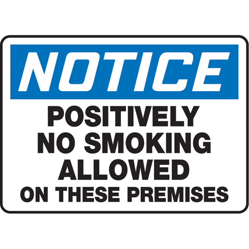 Enseigne  No Smoking Allowed , 10" x 14", Vinyle, Anglais Rock Safety Industrial Ltd