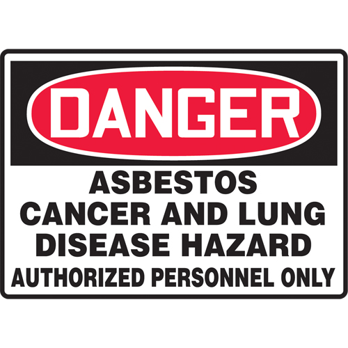 Enseigne  Asbestos , 10" x 14", Vinyle, Anglais Rock Safety Industrial Ltd