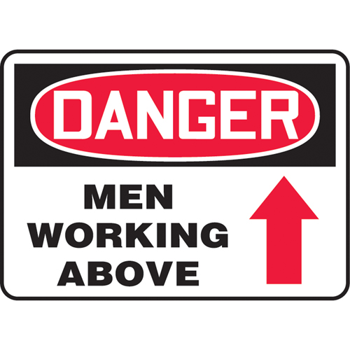 Enseigne  Men Working Above , 10" x 14", Vinyle, Anglais avec pictogramme Rock Safety Industrial Ltd