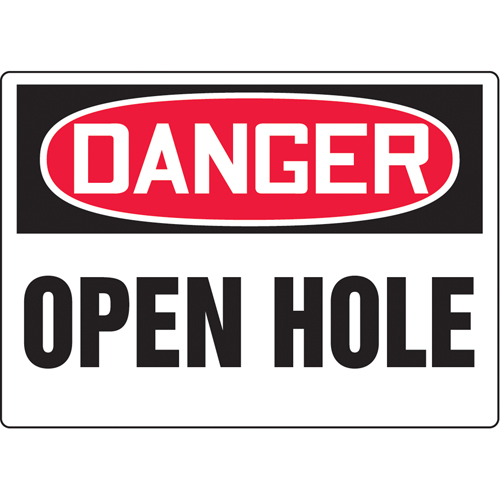 Enseigne  Open Hole , 10" x 14", Plastique, Anglais Rock Safety Industrial Ltd