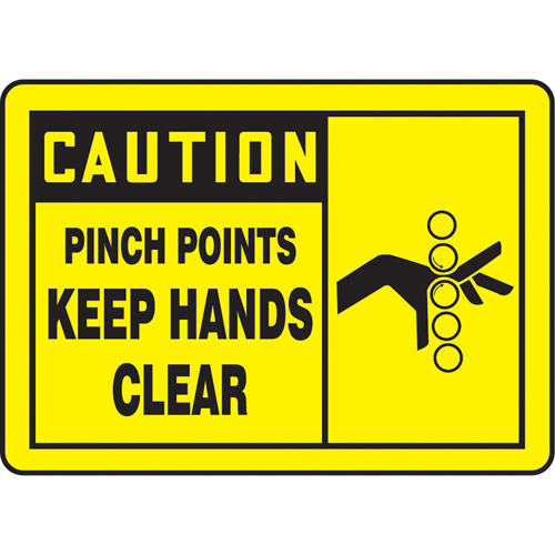 Enseigne  Pinch Points , 7" x 10", Vinyle, Anglais avec pictogramme Rock Safety Industrial Ltd