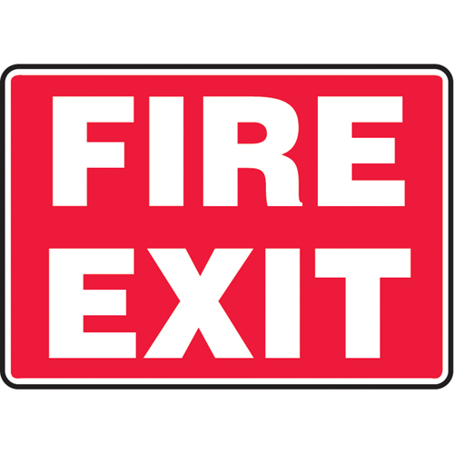 "Fire Exit" Sign, 10" x 14", Aluminum, English Rock Safety Industrial Ltd