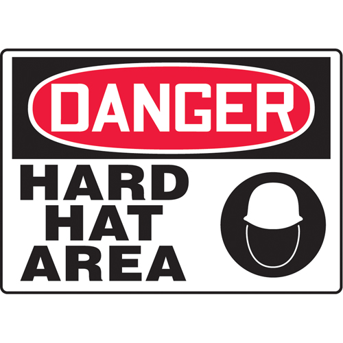 Enseigne  Hard Hat Area , 7" x 10", Vinyle, Anglais avec pictogramme Rock Safety Industrial Ltd