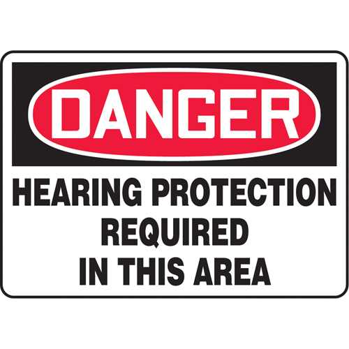Enseigne  Hearing Protection Required , 10" x 14", Vinyle, Anglais Rock Safety Industrial Ltd
