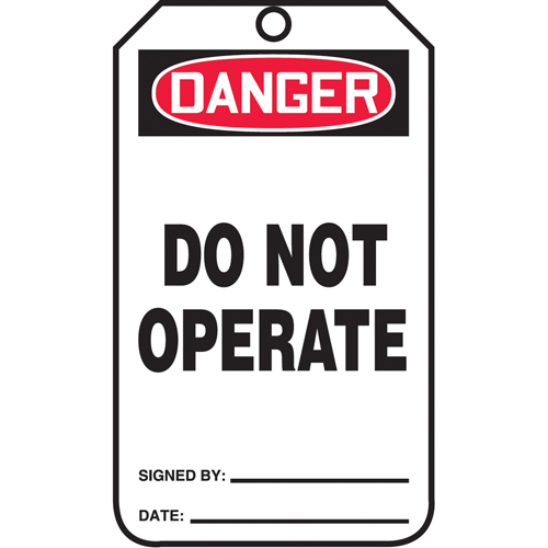 &eacute;tiquettes de s&eacute;curit&eacute;, Papier cartonn&eacute;, 3-1/8" la x 5-7/8" h, Anglais Rock Safety Industrial Ltd