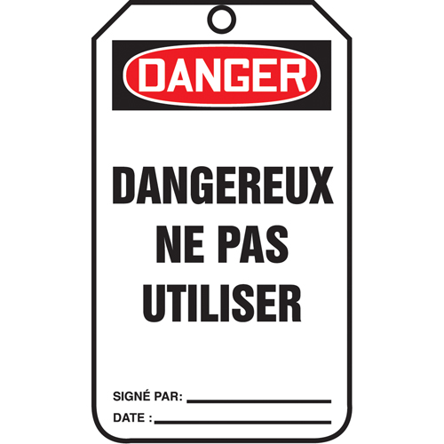 &eacute;tiquettes de verrouillage, Plastique, 3-3/8" la x 5-7/8" h, Français Rock Safety Industrial Ltd