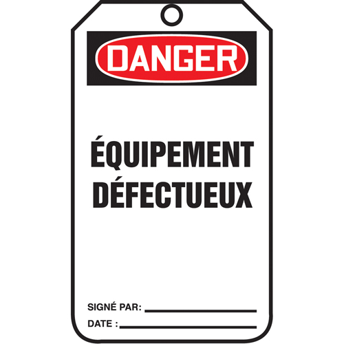 &eacute;tiquettes de verrouillage, Papier cartonn&eacute;, 3-1/8" la x 5-7/8" h, Français Rock Safety Industrial Ltd