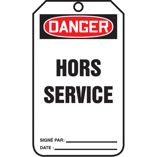 &eacute;tiquettes de verrouillage, Plastique, 3-1/8" la x 5-7/8" h, Français Rock Safety Industrial Ltd