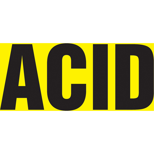 Marqueur de tuyau "Acid", Autocollant, 1" h x 8" la, Noir sur jaune Rock Safety Industrial Ltd