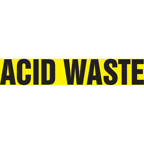 Marqueur de tuyau "Acid Waste", Autocollant, 1" h x 8" la, Noir sur jaune Rock Safety Industrial Ltd