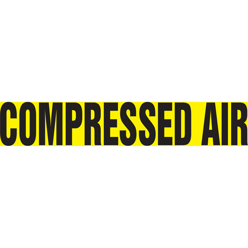 Marqueur de tuyau "Compressed Air", Autocollant, 1" h x 8" la, Noir sur jaune Rock Safety Industrial Ltd