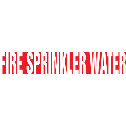 Marqueur de tuyau "Fire Sprinkler Water", Autocollant, 1" h x 8" la, Blanc/rouge Rock Safety Industrial Ltd