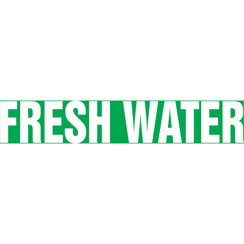Marqueur de tuyau "Fresh Water", Autocollant, 1" h x 8" la, Blanc/vert Rock Safety Industrial Ltd