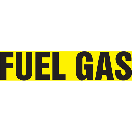 Marqueur de tuyau "Fuel Gas", Autocollant, 1" h x 8" la, Noir sur jaune Rock Safety Industrial Ltd