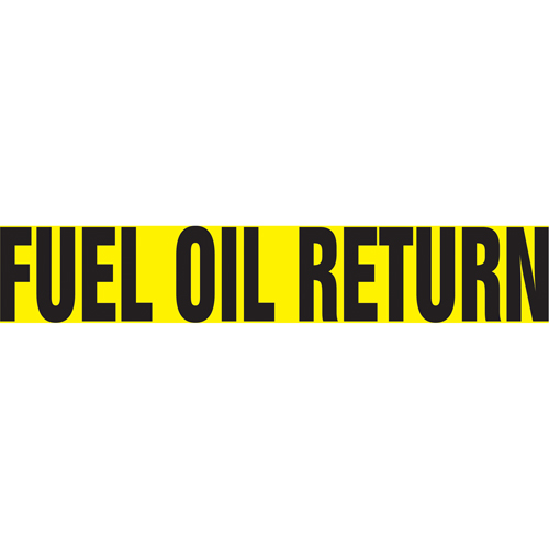 Marqueur de tuyau "Fuel Oil Return", Autocollant, 1" h x 8" la, Noir sur jaune Rock Safety Industrial Ltd