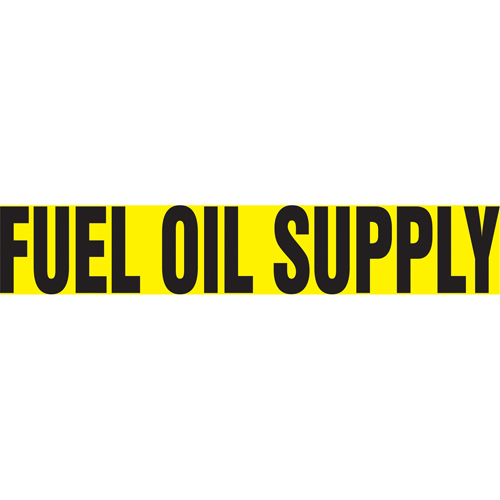 Marqueur de tuyau "Fuel Oil Supply", Autocollant, 1" h x 8" la, Noir sur jaune Rock Safety Industrial Ltd