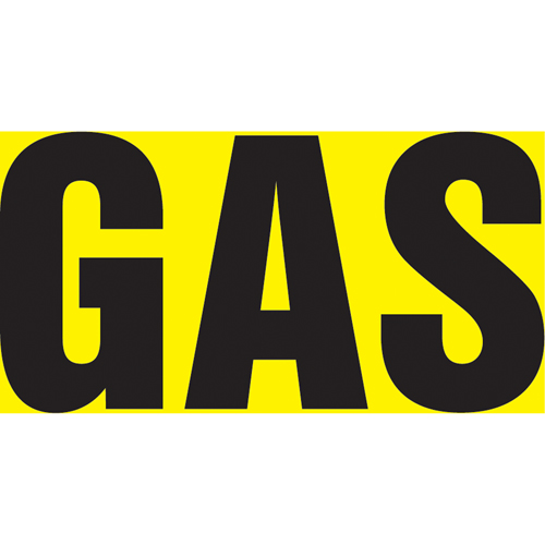 Marqueur de tuyau "Gas", Autocollant, 1" h x 8" la, Noir sur jaune Rock Safety Industrial Ltd