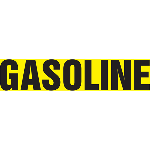 Marqueur de tuyau "Gasoline", Autocollant, 1" h x 8" la, Noir sur jaune Rock Safety Industrial Ltd