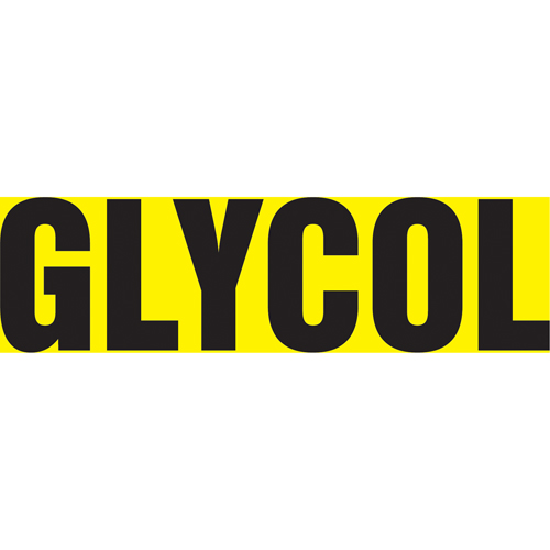 Marqueur de tuyau "Glycol", Autocollant, 1" h x 8" la, Noir sur jaune Rock Safety Industrial Ltd