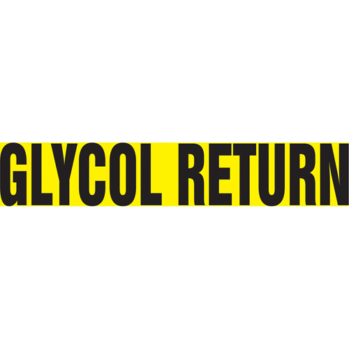 Marqueur de tuyau "Glycol Return", Autocollant, 1" h x 8" la, Noir sur jaune Rock Safety Industrial Ltd