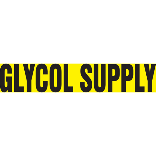 Marqueur de tuyau "Glycol Supply", Autocollant, 1" h x 8" la, Noir sur jaune Rock Safety Industrial Ltd