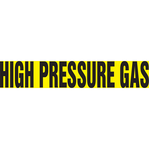 Marqueur de tuyau "High Pressure Gas", Autocollant, 1" h x 8" la, Noir sur jaune Rock Safety Industrial Ltd