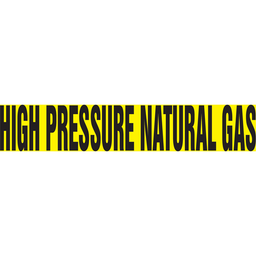 Marqueur de tuyau "High Pressure Natural Gas", Autocollant, 1" h x 8" la, Noir sur jaune Rock Safety Industrial Ltd