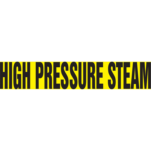 Marqueur de tuyau "High Pressure Steam", Autocollant, 1" h x 8" la, Noir sur jaune Rock Safety Industrial Ltd