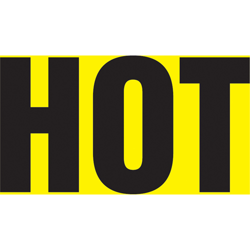 Marqueurs de tuyau "Hot", Autocollant, 2-1/2" h x 12" la, Noir sur jaune Rock Safety Industrial Ltd