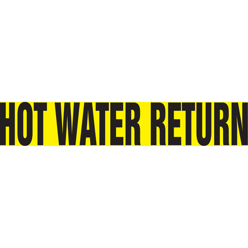Marqueurs de tuyau "Hot Water Return", Autocollant, 2-1/2" h x 12" la, Noir sur jaune Rock Safety Industrial Ltd