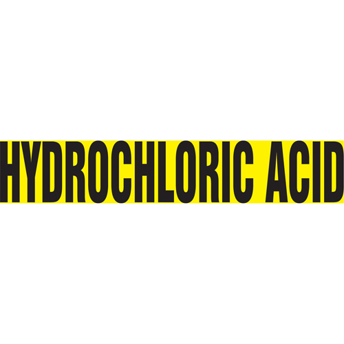 Marqueurs de tuyau "Hydrochloric Acid", Autocollant, 2-1/2" h x 12" la, Noir sur jaune Rock Safety Industrial Ltd