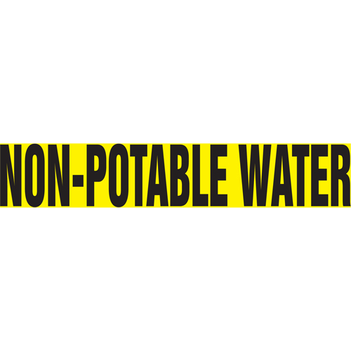 Marqueurs de tuyau "Non-Potable Water", Autocollant, 4" h x 24" la, Noir sur jaune Rock Safety Industrial Ltd