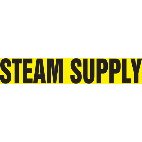 Marqueur de tuyau "Steam Supply", Autocollant, 1" h x 8" la, Noir sur jaune Rock Safety Industrial Ltd