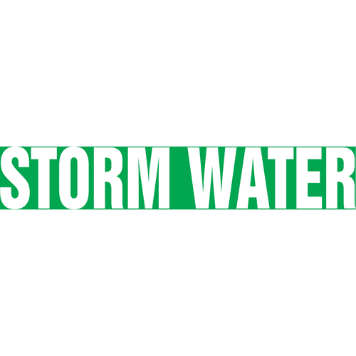 Marqueur de tuyau "Storm Water", Autocollant, 1" h x 8" la, Blanc/vert Rock Safety Industrial Ltd