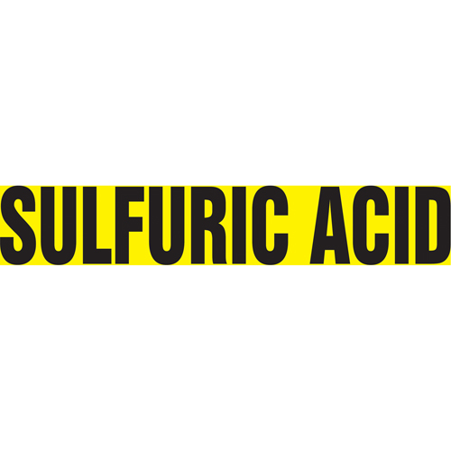 Marqueur de tuyau "Sulfuric Acid", Autocollant, 1" h x 8" la, Noir sur jaune Rock Safety Industrial Ltd
