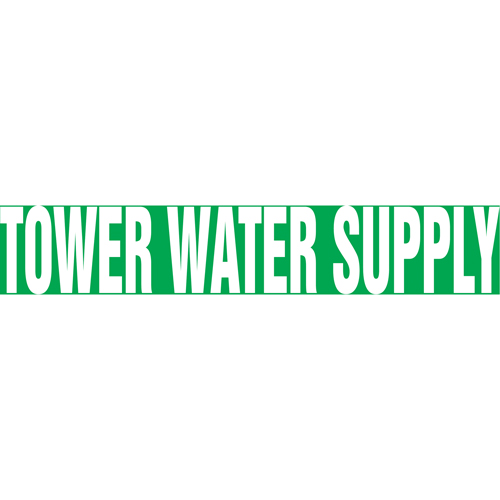 Marqueur de tuyau "Tower Water Supply", Autocollant, 1" h x 8" la, Blanc/vert Rock Safety Industrial Ltd