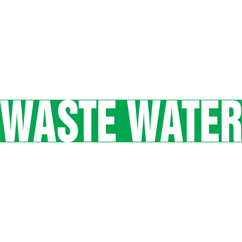 Marqueur de tuyau "Waste Water", Autocollant, 1" h x 8" la, Blanc/vert Rock Safety Industrial Ltd