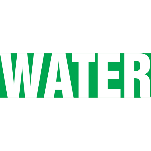 Marqueur de tuyau "Water", Autocollant, 1" h x 8" la, Blanc/vert Rock Safety Industrial Ltd