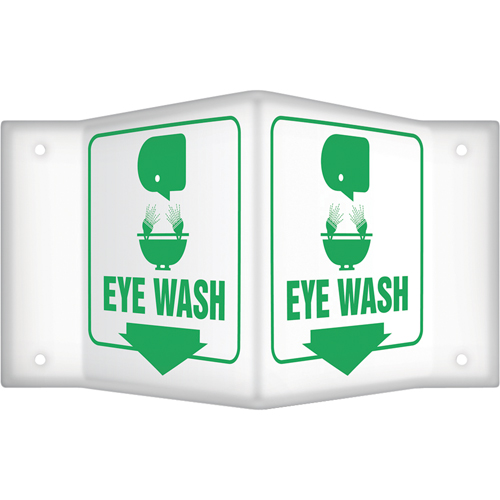 Enseigne Projection  Eye Wash , 6" x 8-1/2", Plastique, Anglais avec pictogramme Rock Safety Industrial Ltd