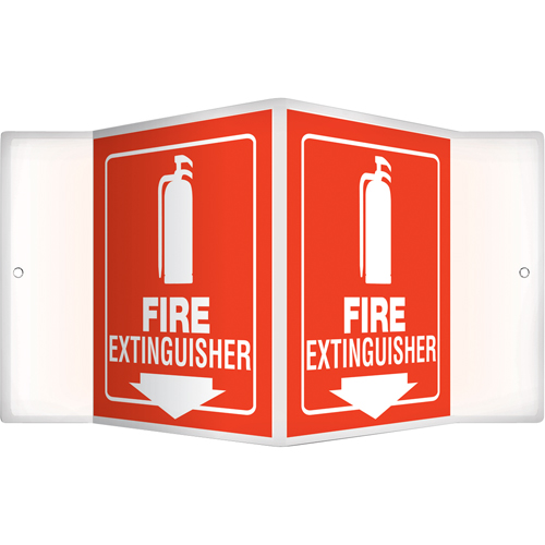 Enseigne Projection  Fire Extinguisher , 6" x 5", Plastique, Anglais avec pictogramme Rock Safety Industrial Ltd