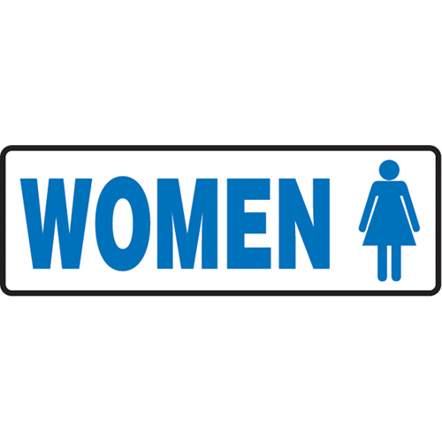 Enseigne pour toilettes  Women , 4" x 10", Aluminium, Anglais avec pictogramme Rock Safety Industrial Ltd