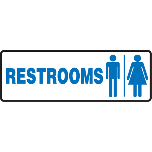 Enseigne  Rest Rooms , 4" x 10", Plastique, Anglais avec pictogramme Rock Safety Industrial Ltd