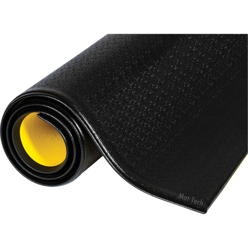 Tapis Wear-Bond Tuff-Spun, Rugueux, 3' x 53' x 9/16", Noir, &eacute;ponge en PVC Rock Safety Industrial Ltd