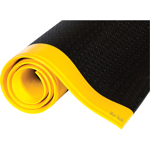 Tapis Wear-Bond Tuff-Spun, Rugueux, 4' x 53' x 9/16", Noir/Jaune, &eacute;ponge en PVC Rock Safety Industrial Ltd