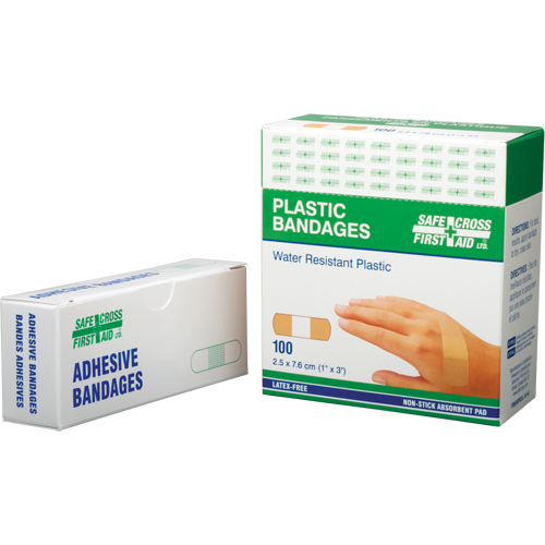 Bandages, Rectangulaire/carr&eacute;e, 3", Plastique, St&eacute;rile Rock Safety Industrial Ltd